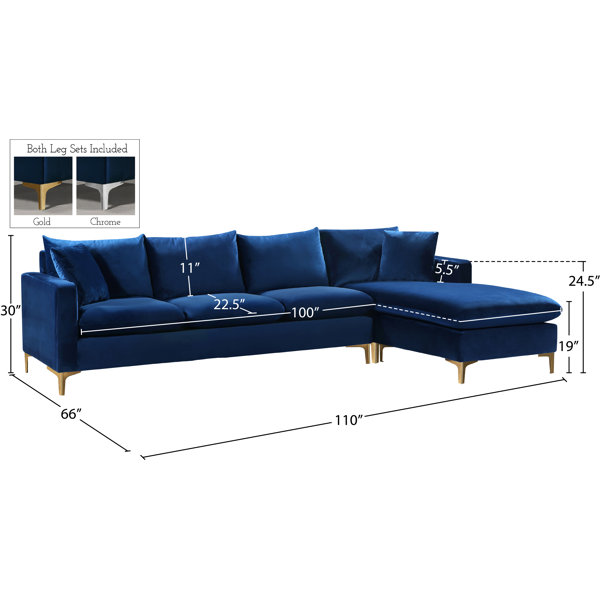Willa Arlo Interiors Shumpert 110" Wide Velvet Reversible Sofa & Chaise